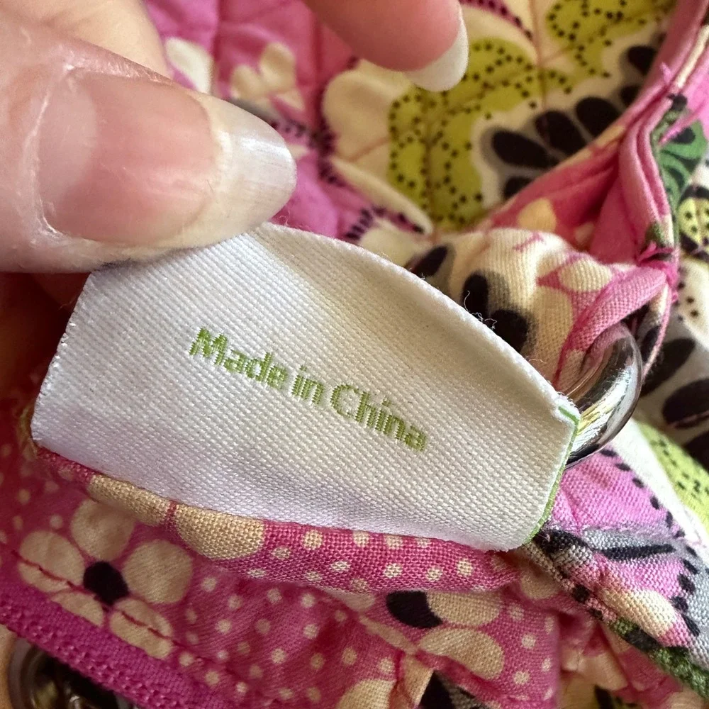 Vera Bradley Priscilla Pink Floral Quilted Cotton Crossbody Handbag Pink Green